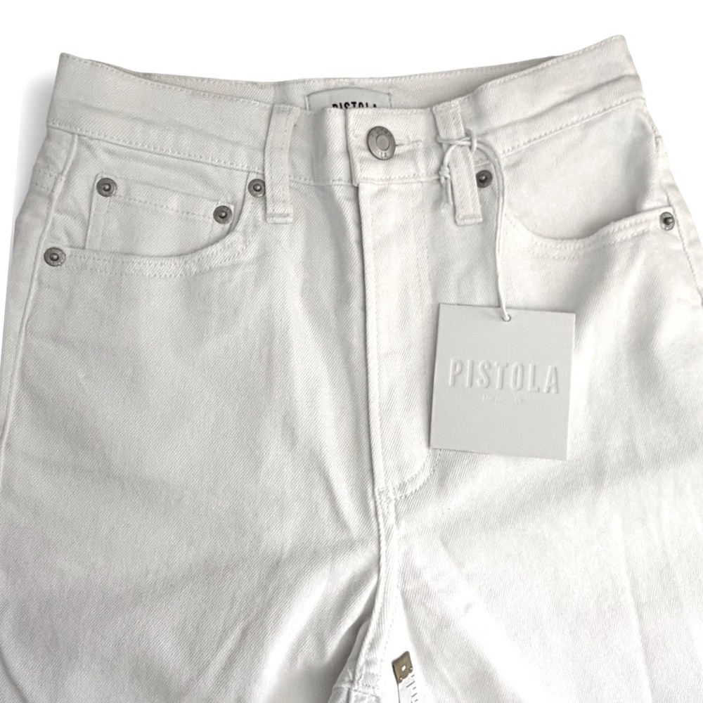 Pistola Jeans Womens 24 White Lana Crop High Rise Ultra Wide Leg Raw Cuffed Hem - Picture 5 of 11